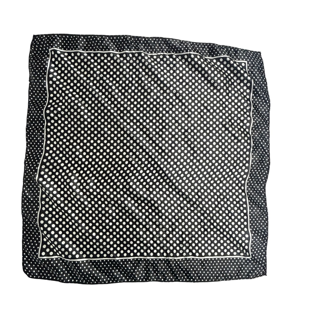 Retro Polka Dot Square Scarf OS Black White Pinup Rockabilly Mod Neckerchief